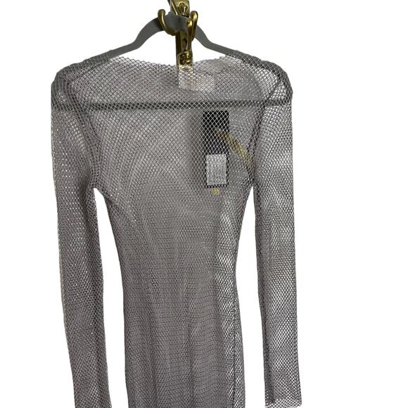 BRONX AND BANCO Long Sleeve Sparkly Embellished Webb Mesh Maxi Dress Size 2 - Picture 6 of 11